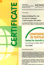 OekoTex 02 0 6298 Globe Knitting